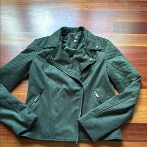 Kut from the Kloth Green faux suede Jacket with Collared Neckline